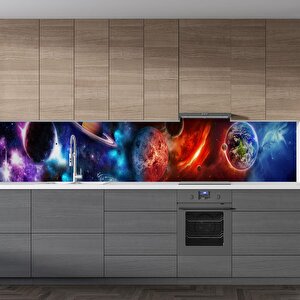 Mutfak Tezgah Arası Folyo Fayans Kaplama Folyosu Uzay Sahnesi 60x500 cm