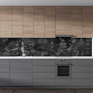 Mutfak Tezgah Arası Folyo Fayans Kaplama Folyosu Coffee Menu 60x300 cm