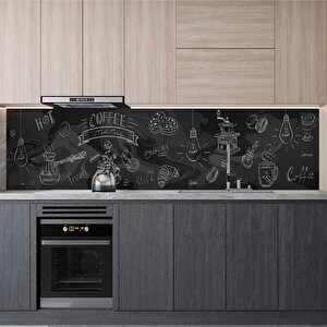 Mutfak Tezgah Arası Folyo Fayans Kaplama Folyosu Coffee Menu 60x300 cm