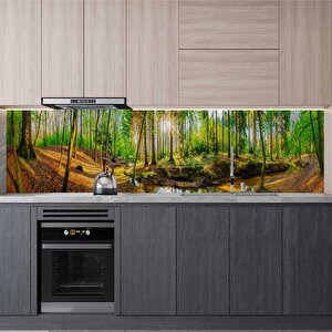 Mutfak Tezgah Arası Folyo Fayans Kaplama Folyosu Dere Orman 60x400 cm 