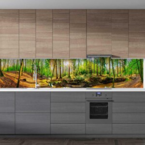 Mutfak Tezgah Arası Folyo Fayans Kaplama Folyosu Dere Orman 60x200 cm
