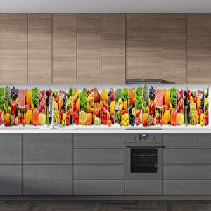 Mutfak Tezgah Arası Folyo Fayans Kaplama Folyosu Sebze Meyve Dikey 60x300 cm