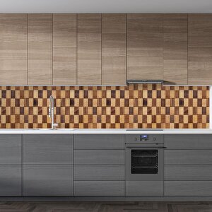 Mutfak Tezgah Arası Folyo Fayans Kaplama Folyosu Kare Ahşap 60x500 cm