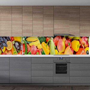 Mutfak Tezgah Arası Folyo Fayans Kaplama Folyosu Sebze Meyve Kolaj 60x100 cm