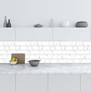 Mutfak Tezgah Arası Folyo Fayans Kaplama Folyosu Beyaz Mermer Duvar 60x400 cm 