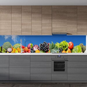 Mutfak Tezgah Arası Folyo Fayans Kaplama Folyosu Panorama Meyve Sebze 60x100 cm
