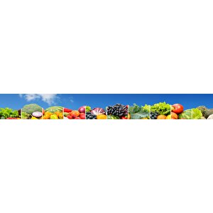 Mutfak Tezgah Arası Folyo Fayans Kaplama Folyosu Panorama Meyve Sebze 60x500 cm