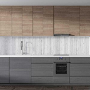 Mutfak Tezgah Arası Folyo Fayans Kaplama Folyosu Beyaz Tahta Ahşap 60x300 cm