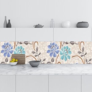 Mutfak Tezgah Arası Folyo Fayans Kaplama Folyosu Çiçek Duvar 2 60x100 cm