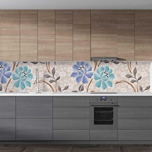 Mutfak Tezgah Arası Folyo Fayans Kaplama Folyosu Çiçek Duvar 2 60x200 cm