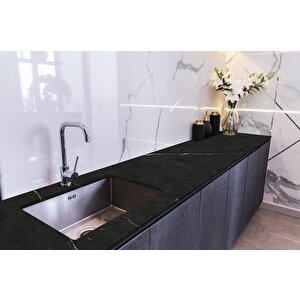 Tezgah Üstü Fayans Kaplama Folyosu Mutfak Tezgahı Kaplama Pietra Black 70x300 cm 