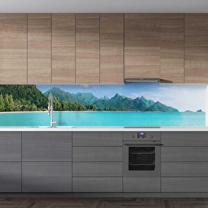 Mutfak Tezgah Arası Folyo Fayans Kaplama Folyosu Tayland Adası 60x300 cm