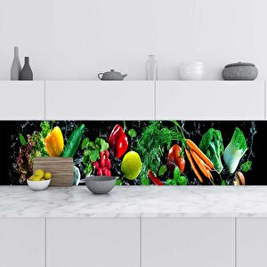 Mutfak Tezgah Arası Folyo Fayans Kaplama Folyosu Taze Sebzeler 60x300 cm