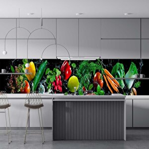 Mutfak Tezgah Arası Folyo Fayans Kaplama Folyosu Taze Sebzeler