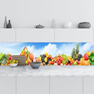 Mutfak Tezgah Arası Folyo Fayans Kaplama Folyosu Sebze Meyve Gökyüzü 60x100 cm