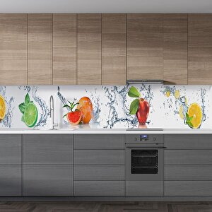 Mutfak Tezgah Arası Folyo Fayans Kaplama Folyosu Meyveler Su Pano 60x500 cm