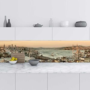 Mutfak Tezgah Arası Folyo Fayans Kaplama Folyosu Panoramik Istanbul 60x400 cm 