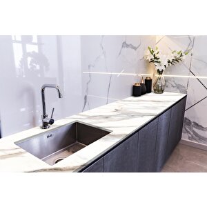 Tezgah Üstü Fayans Kaplama Folyosu Mutfak Tezgahı Kaplama White Carrara Marble 70x200 cm