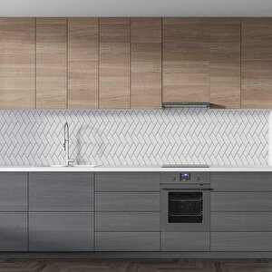 Mutfak Tezgah Arası Folyo Fayans Kaplama Folyosu Beyaz Tuğla Duvar 60x300 cm
