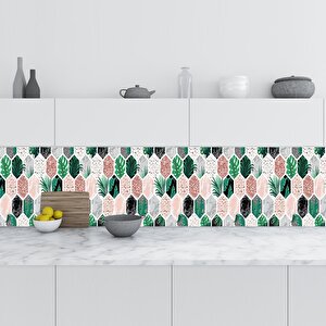 Mutfak Tezgah Arası Folyo Fayans Kaplama Folyosu Altıgen Çiçek 60x500 cm