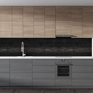 Mutfak Tezgah Arası Folyo Fayans Kaplama Folyosu Siyah Ahşap Tahta Desen 60x400 cm 