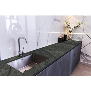 Tezgah Üstü Fayans Kaplama Folyosu Mutfak Tezgahı Kaplama Dark Grey Marble 70x300 cm 