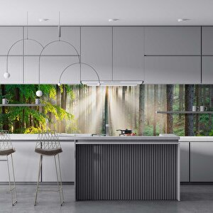 Mutfak Tezgah Arası Folyo Fayans Kaplama Folyosu Panoramik Orman