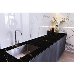 Tezgah Üstü Fayans Kaplama Folyosu Mutfak Tezgahı Kaplama Black Golden Onyx 70x500 cm