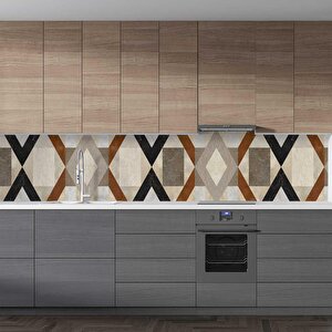 Mutfak Tezgah Arası Folyo Fayans Kaplama Folyosu Geometrik Dekorasyon 60x300 cm