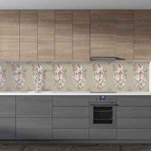 Mutfak Tezgah Arası Folyo Fayans Kaplama Folyosu Renkli Çiçek Çizim 60x400 cm 