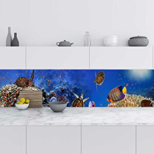 Mutfak Tezgah Arası Folyo Fayans Kaplama Folyosu Sualtı 60x500 cm