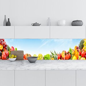 Mutfak Tezgah Arası Folyo Fayans Kaplama Folyosu Sebze Meyve Blue Sky 60x200 cm