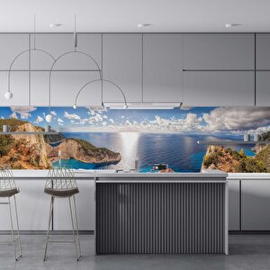 Mutfak Tezgah Arası Folyo Fayans Kaplama Folyosu Yunanistan Deniz