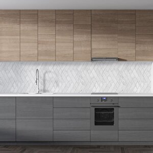 Mutfak Tezgah Arası Folyo Fayans Kaplama Folyosu Beyaz Mermer Kiremit Desen 60x400 cm 