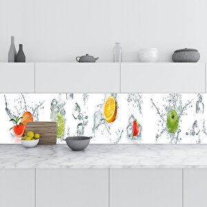 Mutfak Tezgah Arası Folyo Fayans Kaplama Folyosu Meyveler Su Panoramik 60x300 cm