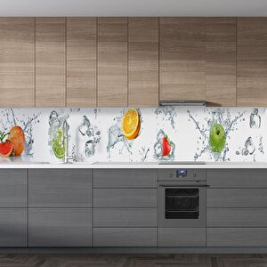 Mutfak Tezgah Arası Folyo Fayans Kaplama Folyosu Meyveler Su Panoramik 60x300 cm