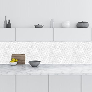 Mutfak Tezgah Arası Folyo Fayans Kaplama Folyosu Beyaz Mermer Kiremit Desen 60x500 cm