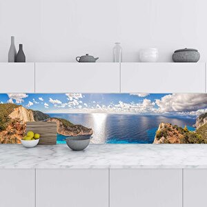 Mutfak Tezgah Arası Folyo Fayans Kaplama Folyosu Yunanistan Deniz 60x400 cm 