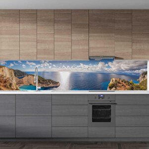 Mutfak Tezgah Arası Folyo Fayans Kaplama Folyosu Yunanistan Deniz 60x400 cm 