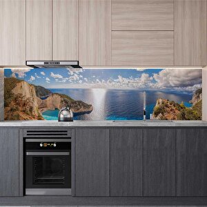 Mutfak Tezgah Arası Folyo Fayans Kaplama Folyosu Yunanistan Deniz 60x400 cm 