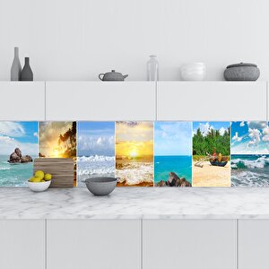 Mutfak Tezgah Arası Folyo Fayans Kaplama Folyosu Deniz Kolaj 60x200 cm