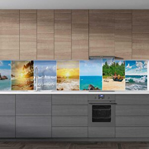 Mutfak Tezgah Arası Folyo Fayans Kaplama Folyosu Deniz Kolaj 60x200 cm