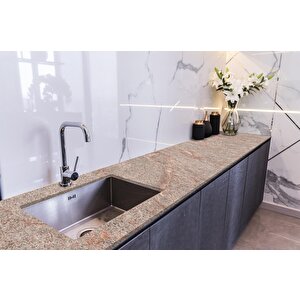Tezgah Üstü Fayans Kaplama Folyosu Mutfak Tezgahı Kaplama Pink Beige Marble 70x500 cm
