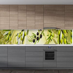 Mutfak Tezgah Arası Folyo Fayans Kaplama Folyosu Zeytin Dalı 60x400 cm 