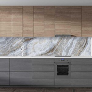 Mutfak Tezgah Arası Folyo Fayans Kaplama Folyosu Grey And Gold 60x300 cm