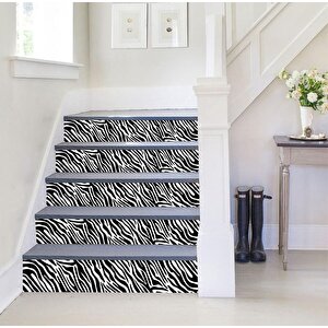 Merdiven Sticker Folyo Kaplama (18x120 Cm 5 Adet) Zebra Desen