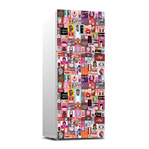 Buzdolabı Sticker Kaplama Dolap Kaplama Etiketi Pop Art Music Collage