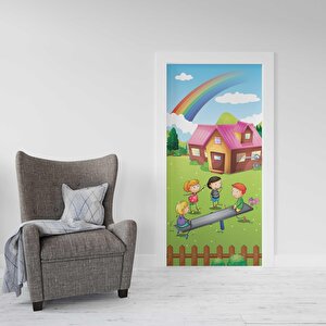 Kapı Giydirme Kapı Sticker Folyosu Bahçe Çocuklar