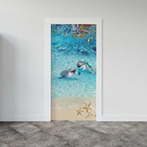 Kapı Giydirme Kapı Sticker Folyosu Yunus Balığı Deniz
