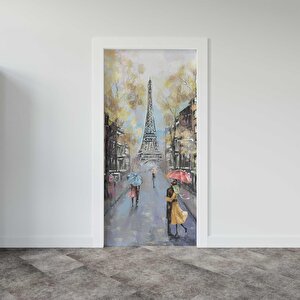 Kapı Giydirme Kapı Sticker Folyosu Paris Sarı Yağlıboya